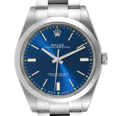 rolex oyster perpetual blue dial.